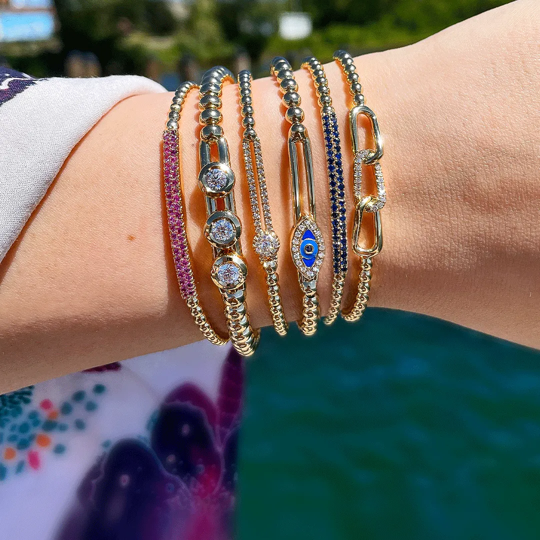 0.10ctw, 18K Yellow Gold Tresore Stretch Bracelet