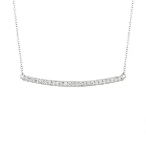 0.25 Carat Natural Diamond Bar Necklace Pendant 14K White Gold