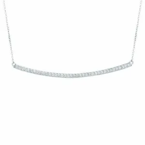 0.40 Carat Natural Diamond Bar Pendant 14K White Gold G SI 18 inches chain
