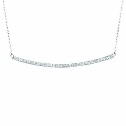 0.40 Carat Natural Diamond Bar Pendant 14K White Gold G SI 18 inches chain
