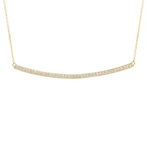 0.40 Carat Natural Diamond Bar Pendant 14K Yellow Gold G SI 18 inches chain