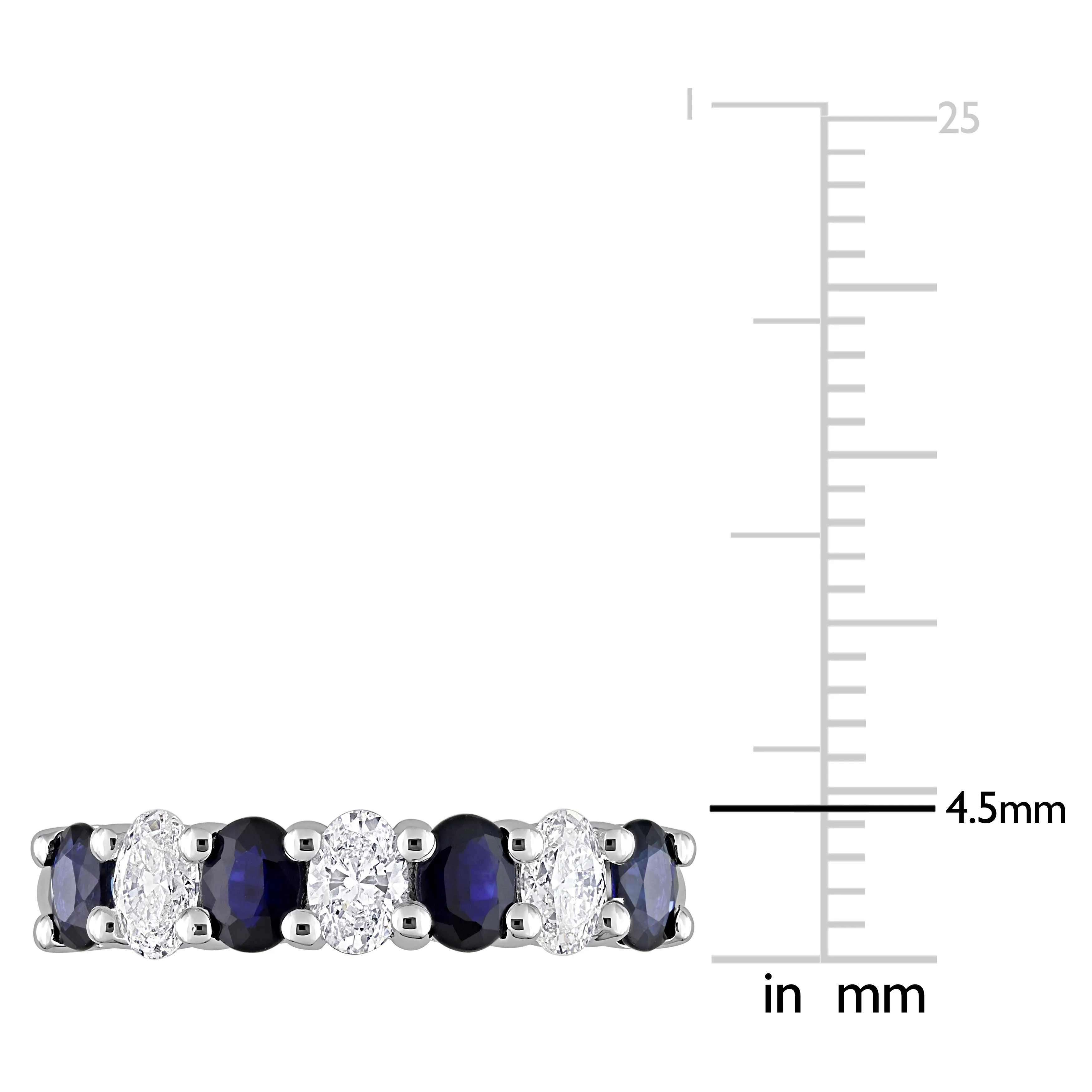 0.54 CT Oval Diamond TW And 4/5 CT TGW Sapphire Fashion Ring 14k White Gold GH I1