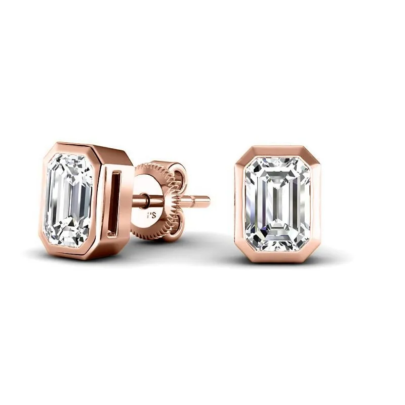 0.60-5.00 CT Emerald Cut Lab Grown Diamonds - Stud Earrings