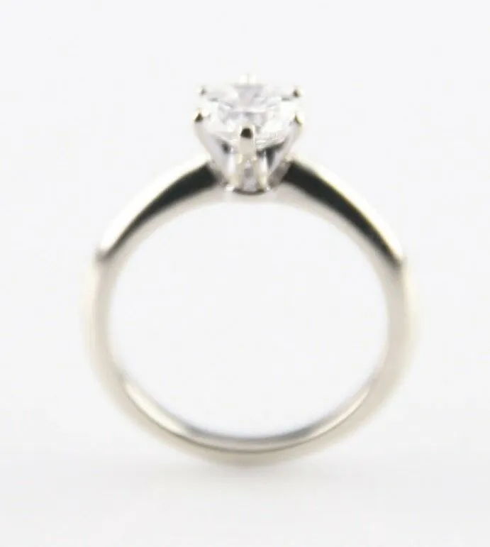 0.71 Round Diamond Solitaire 14k White Gold Engagement Ring GIA Cert Size 3.75