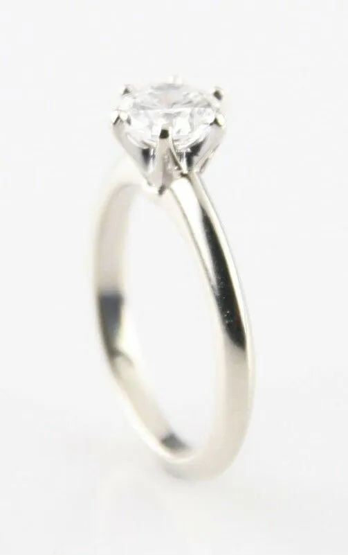 0.71 Round Diamond Solitaire 14k White Gold Engagement Ring GIA Cert Size 3.75