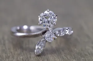 0.81CTW  FRENCH TRANSITIONAL CUT DIAMOND RING IN WHITE GOLD