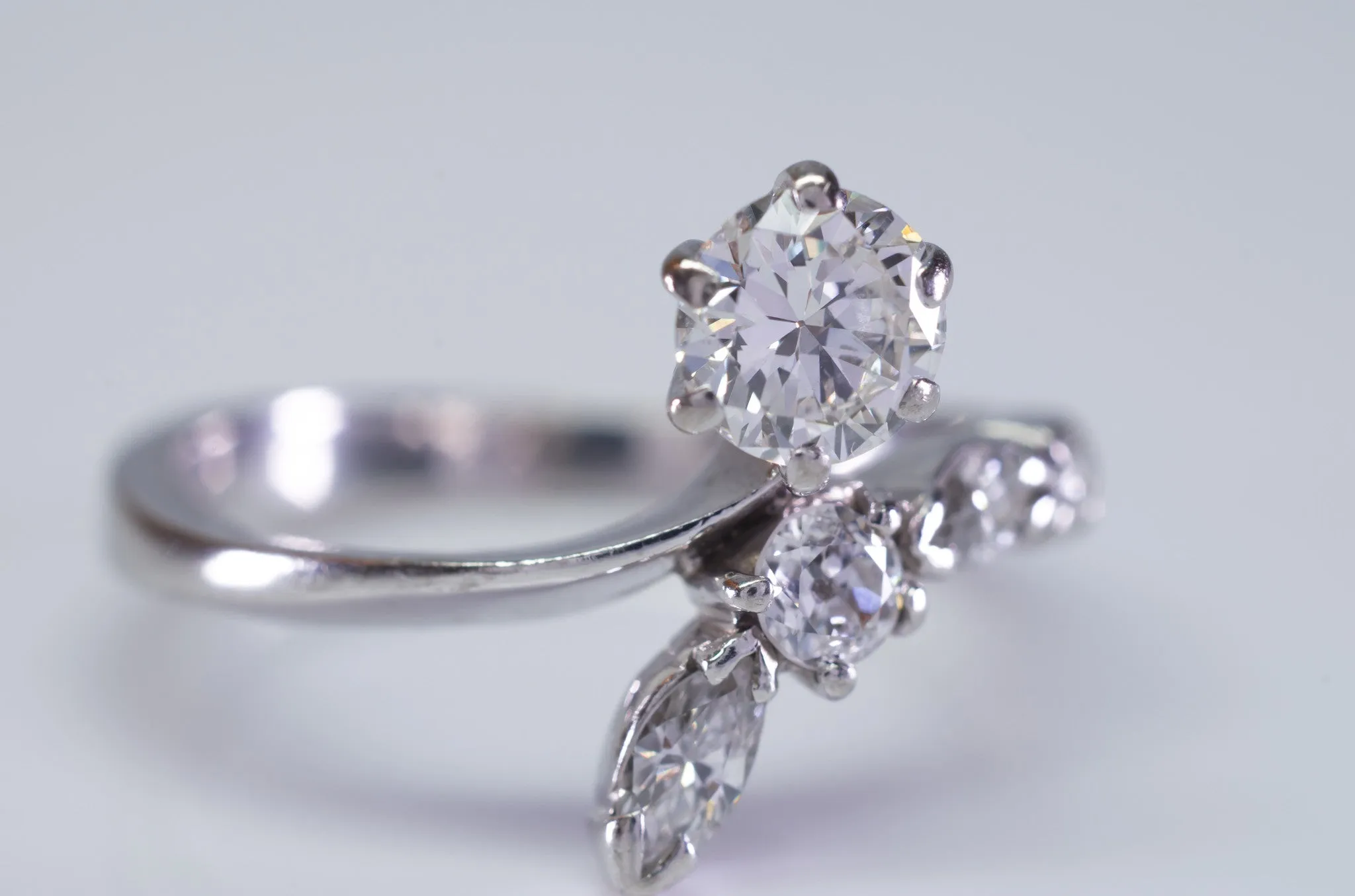 0.81CTW  FRENCH TRANSITIONAL CUT DIAMOND RING IN WHITE GOLD