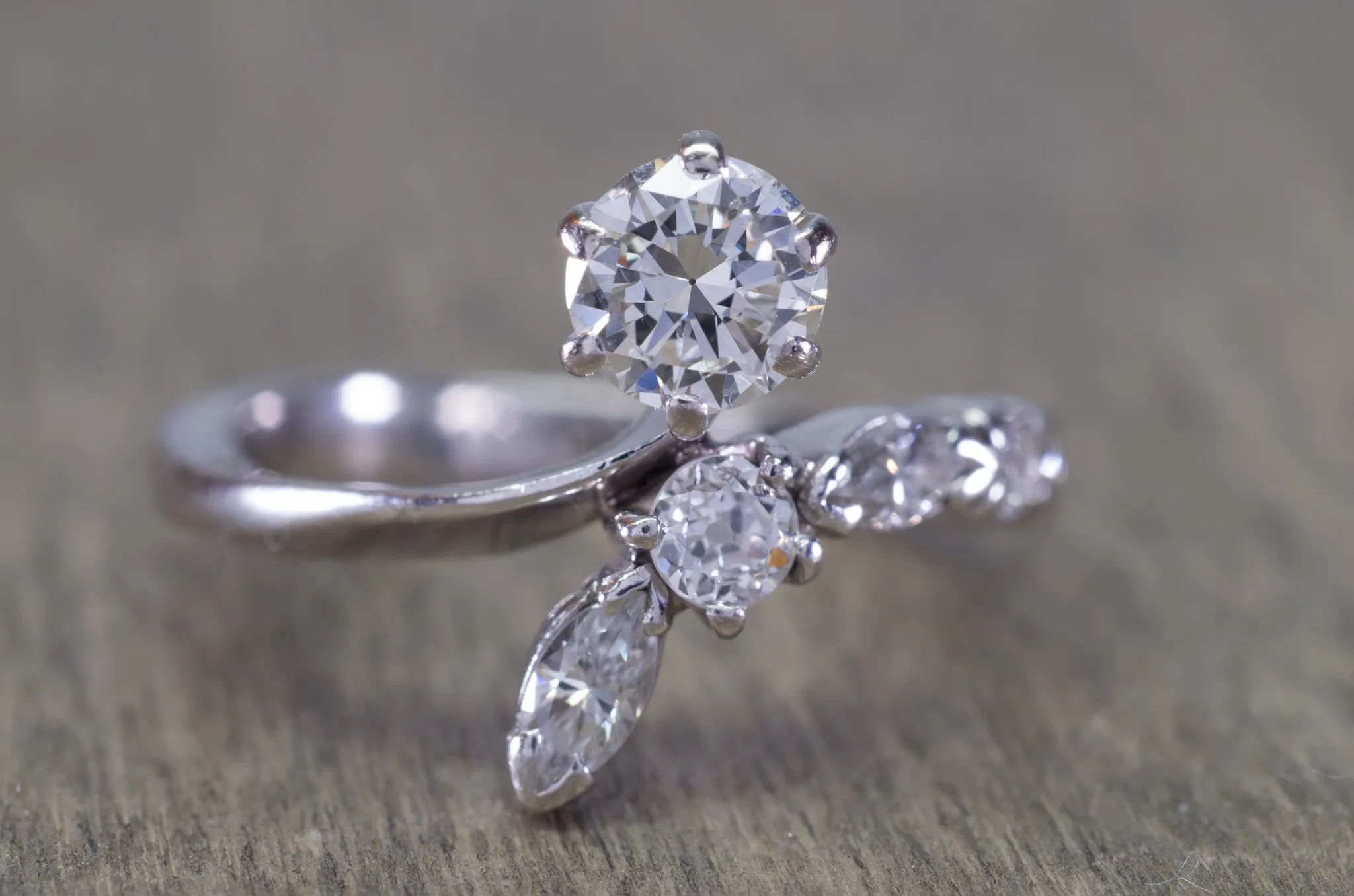 0.81CTW  FRENCH TRANSITIONAL CUT DIAMOND RING IN WHITE GOLD
