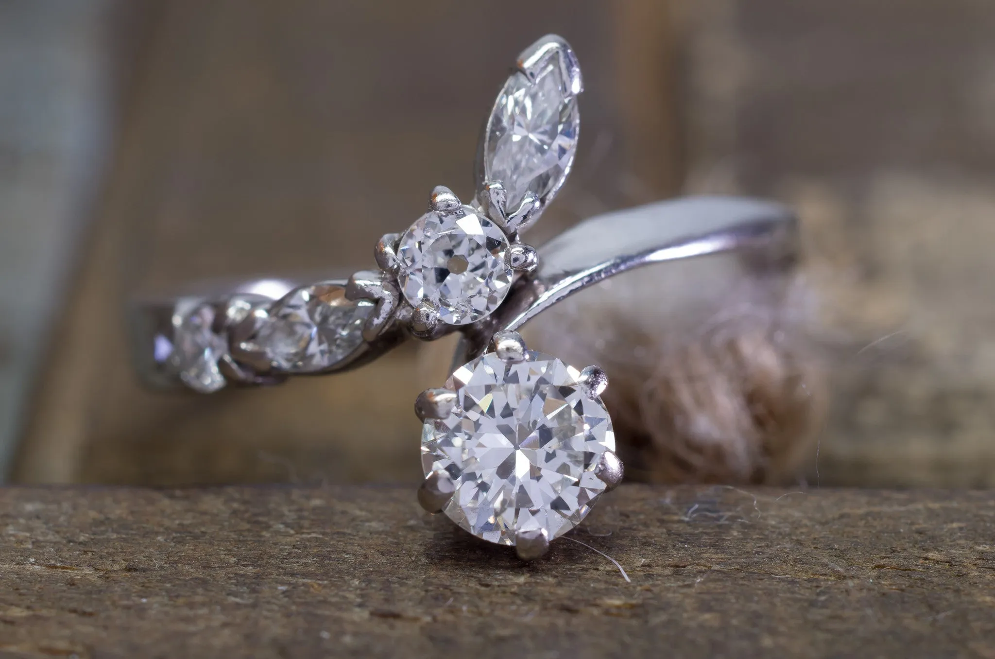 0.81CTW  FRENCH TRANSITIONAL CUT DIAMOND RING IN WHITE GOLD
