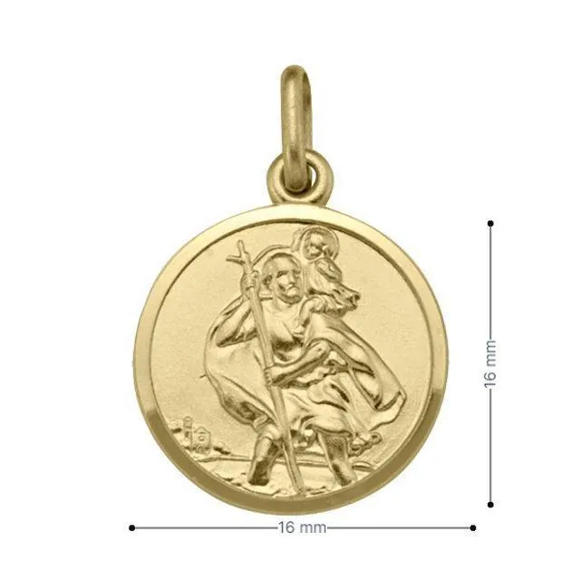 10, 14 Karat Yellow Gold Solid Saint Christopher Medallion