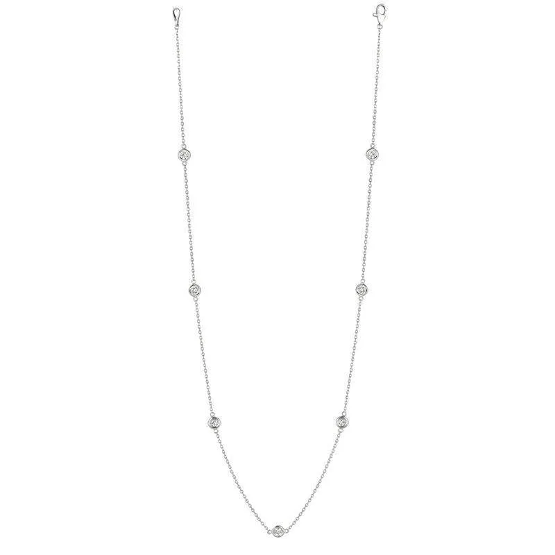 1.00 Carat Diamond by the Yard Necklace G SI 14K White Gold 15 pointers 18 inch