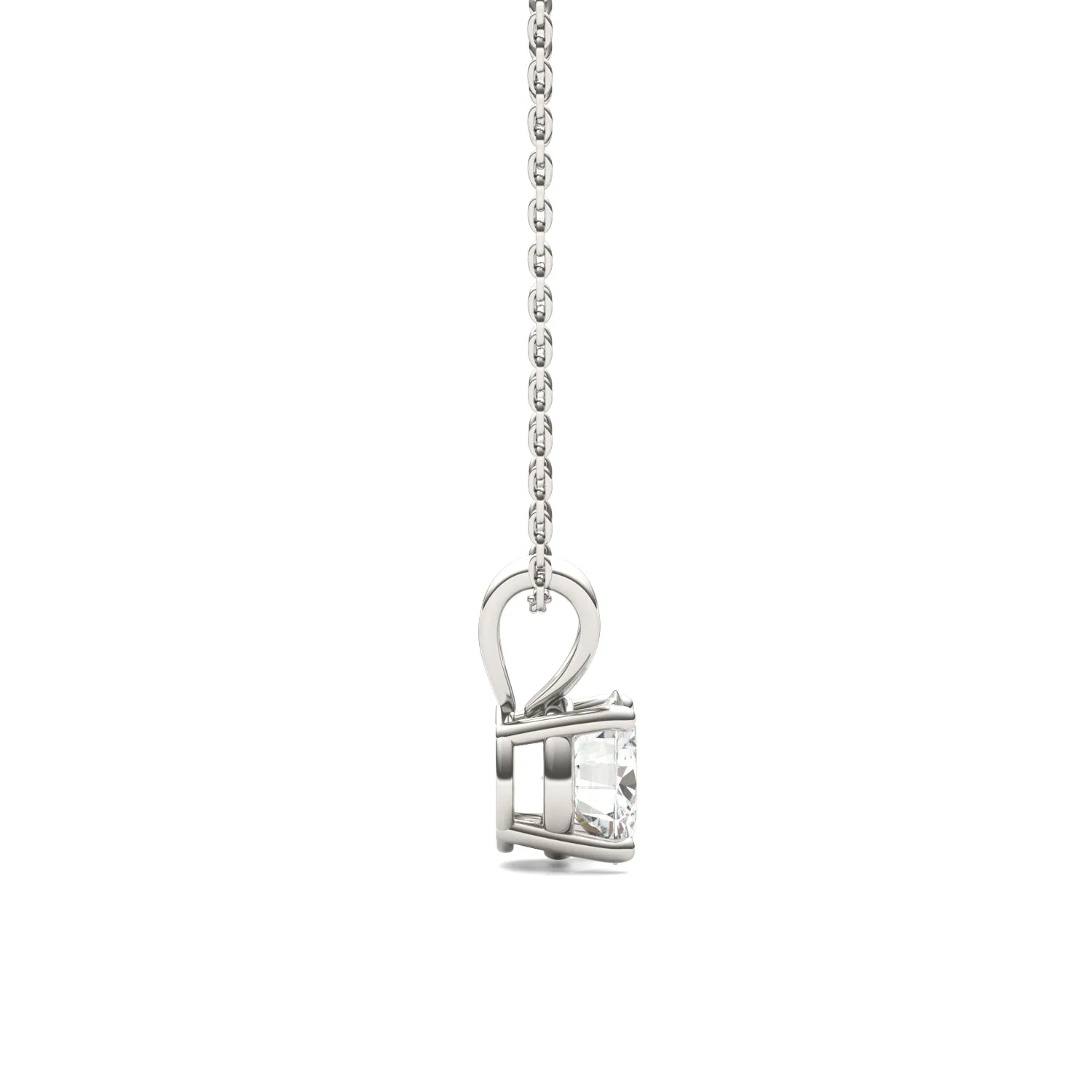 1.00 CTW DEW Round Moissanite Solitaire Pendant in 14K White Gold