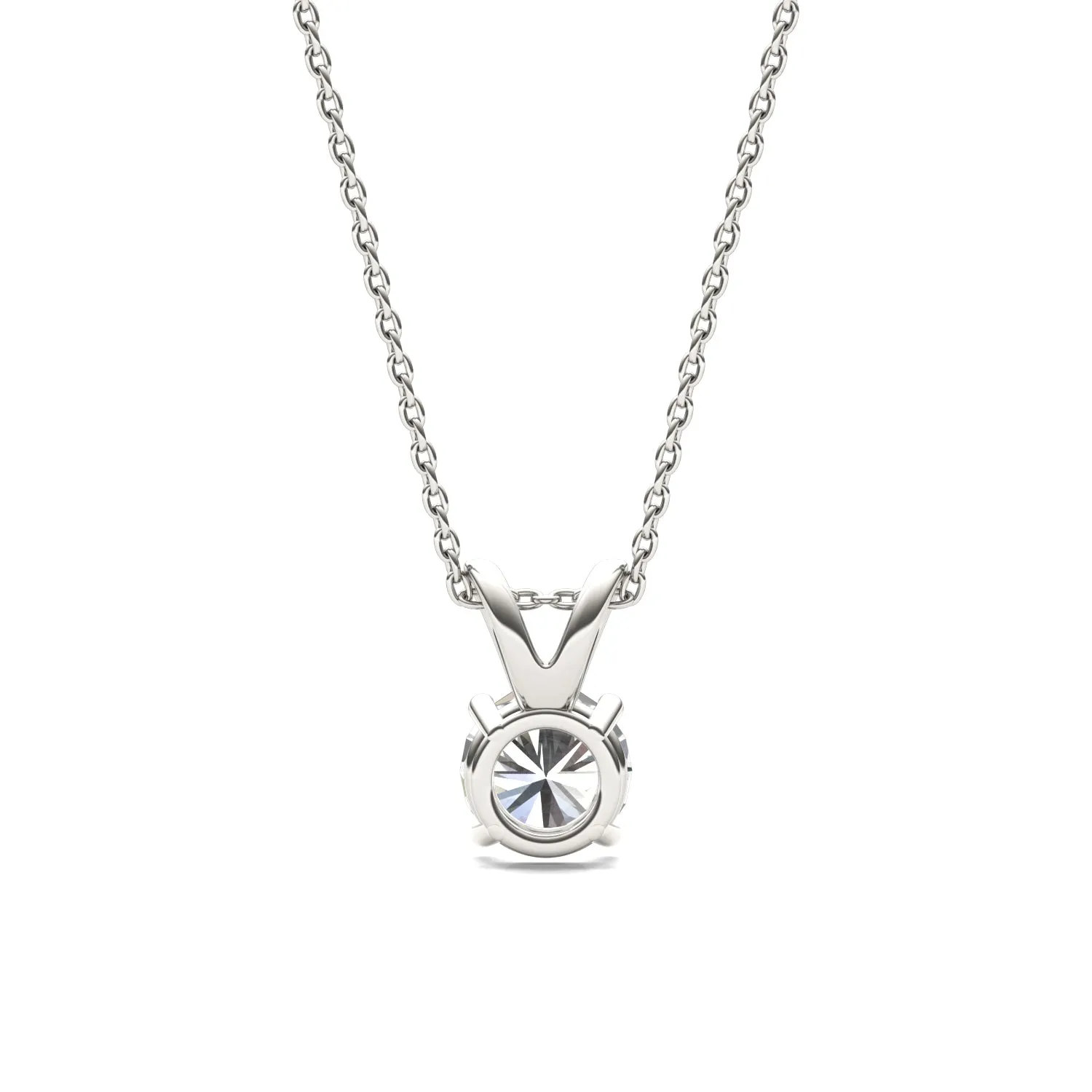 1.00 CTW DEW Round Moissanite Solitaire Pendant in 14K White Gold