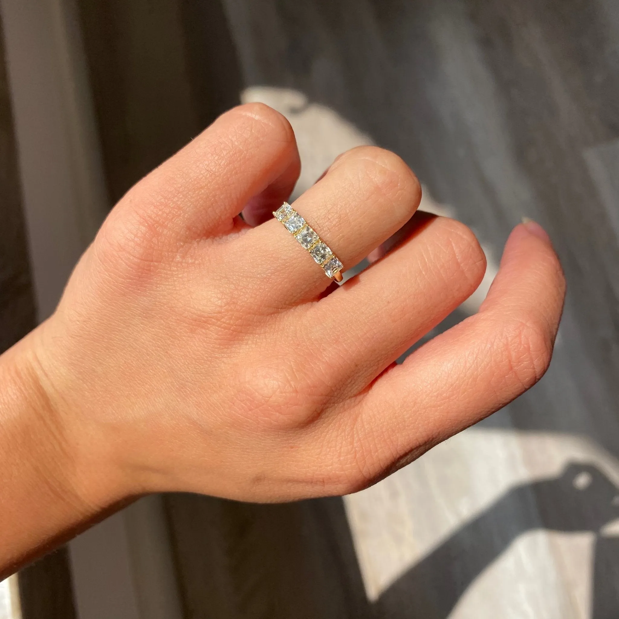 1.08ctw Asscher Cut Diamond 5-Stone Band