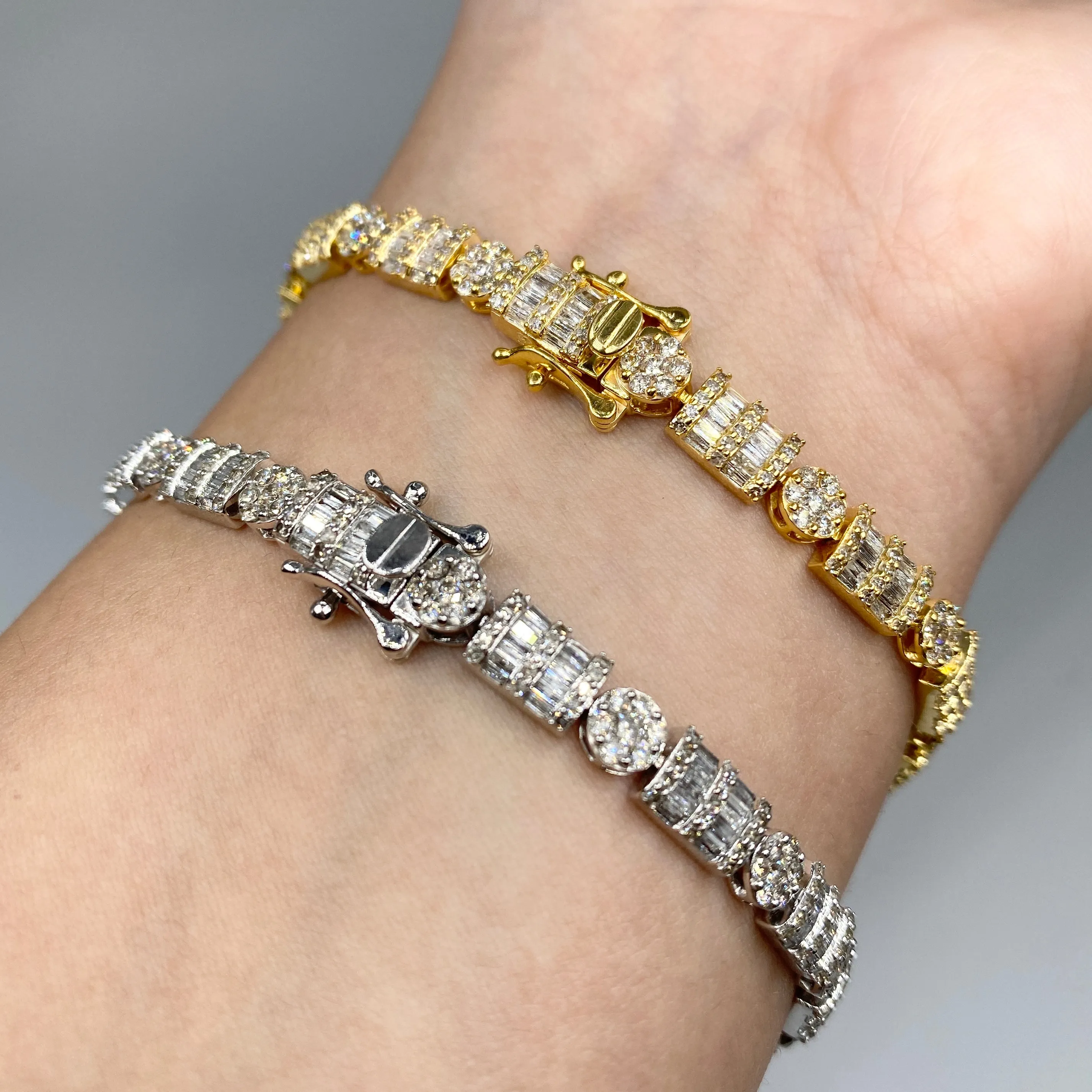 10K Diamond Rectangle Circle Bracelet