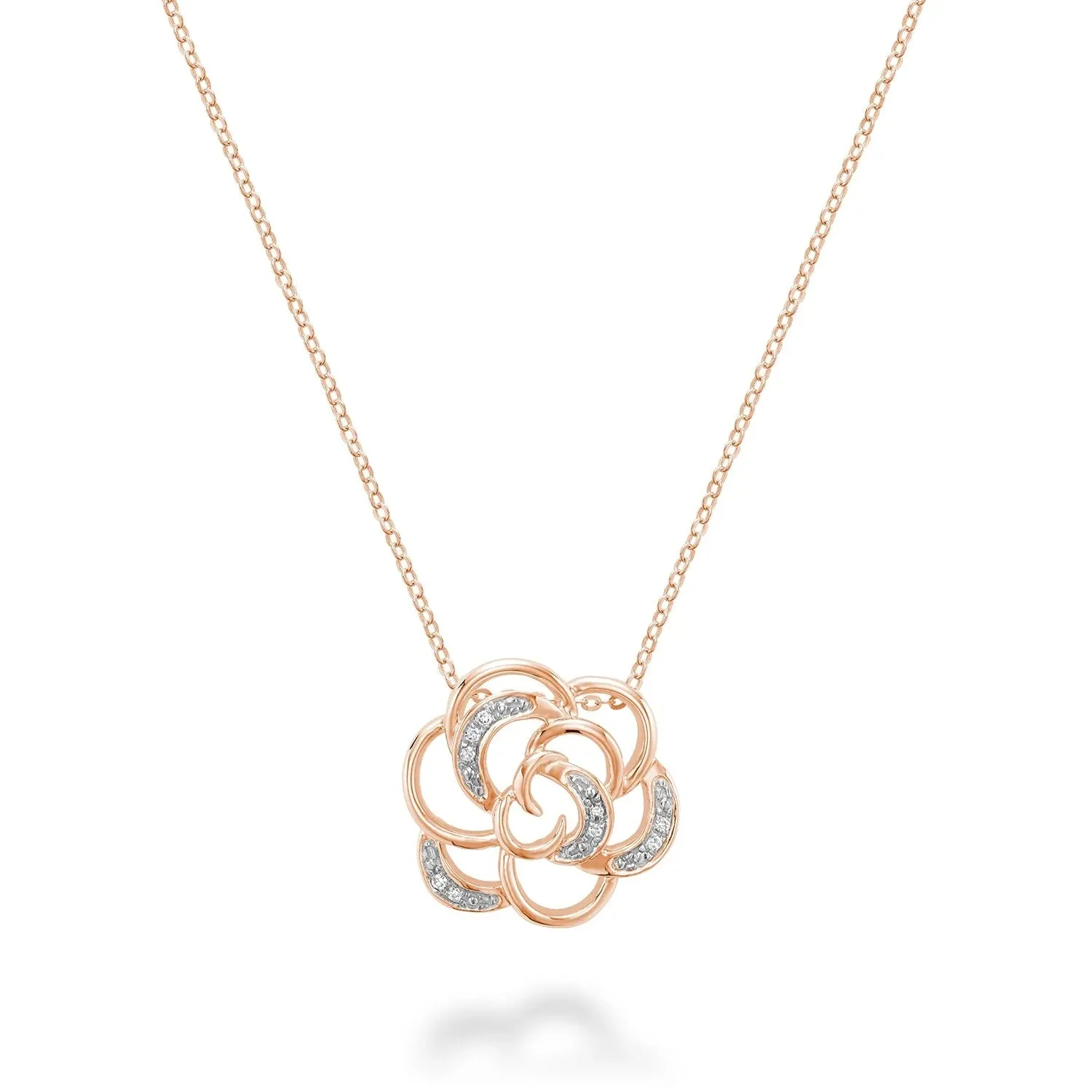 10K Gold (0.03ct) Diamond Floral Necklace