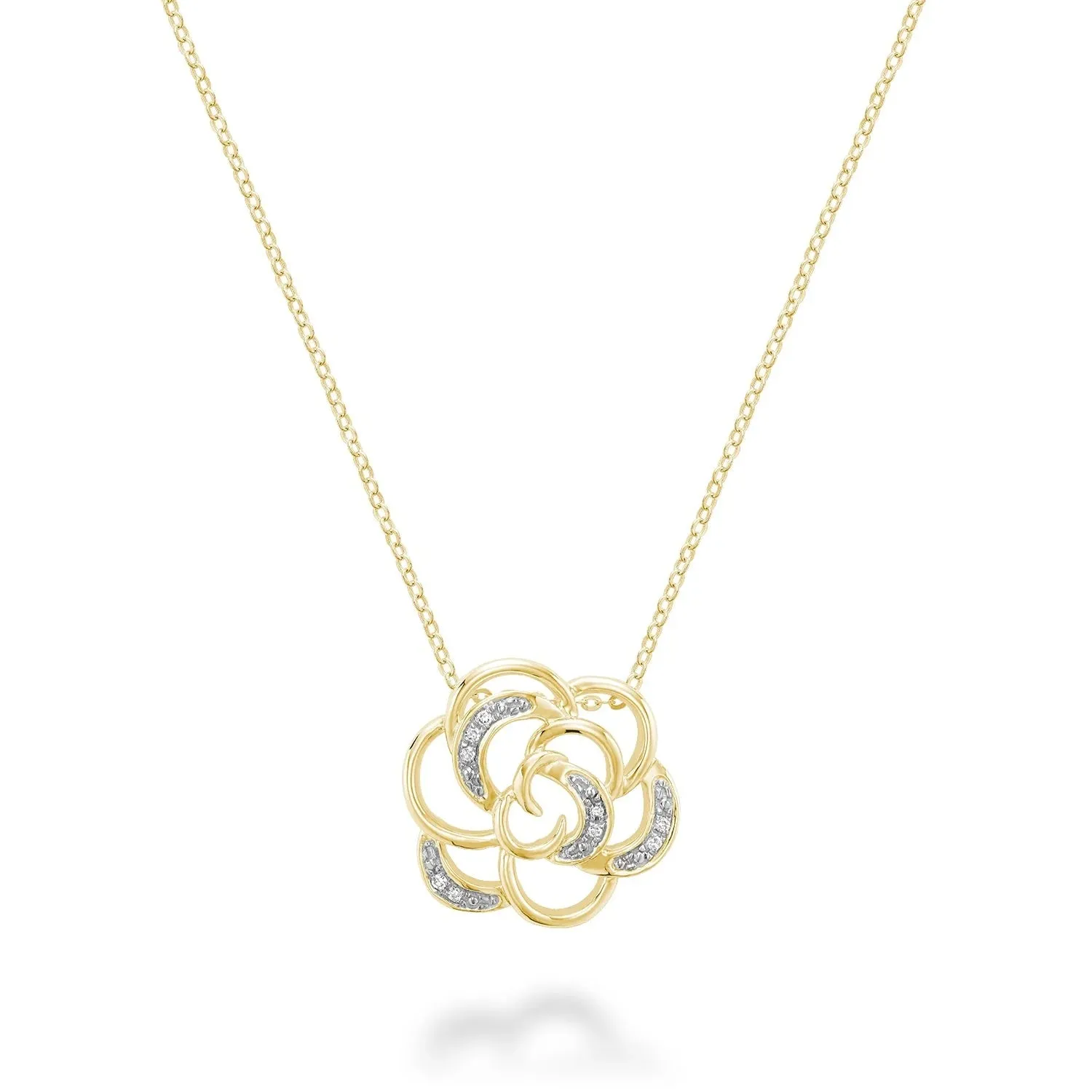 10K Gold (0.03ct) Diamond Floral Necklace