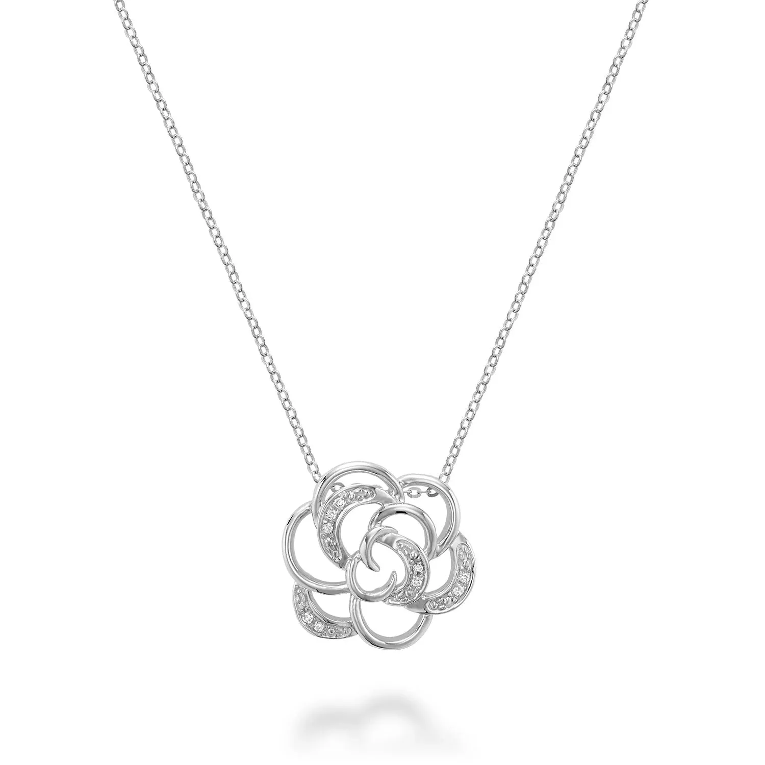 10K Gold (0.03ct) Diamond Floral Necklace