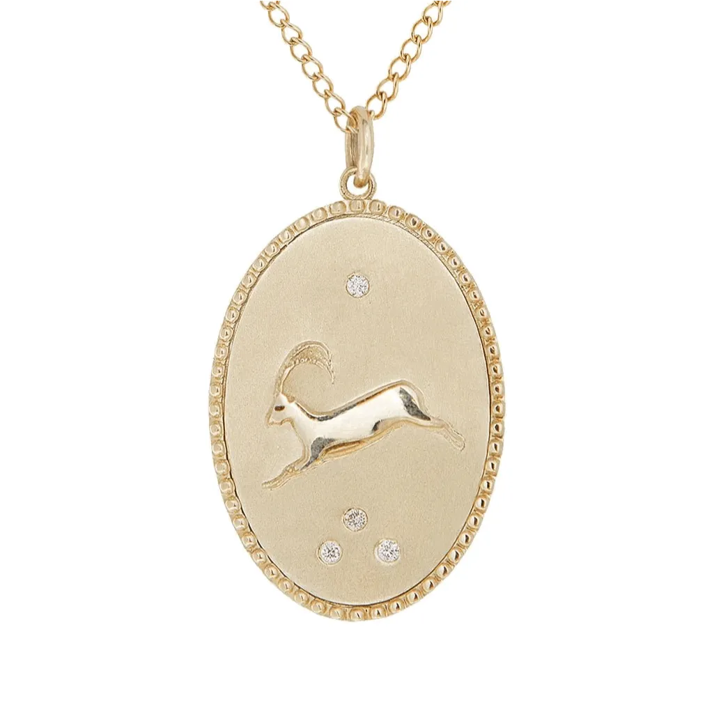 10K Gold Large "Ibex" Necklace with Diamond Detail