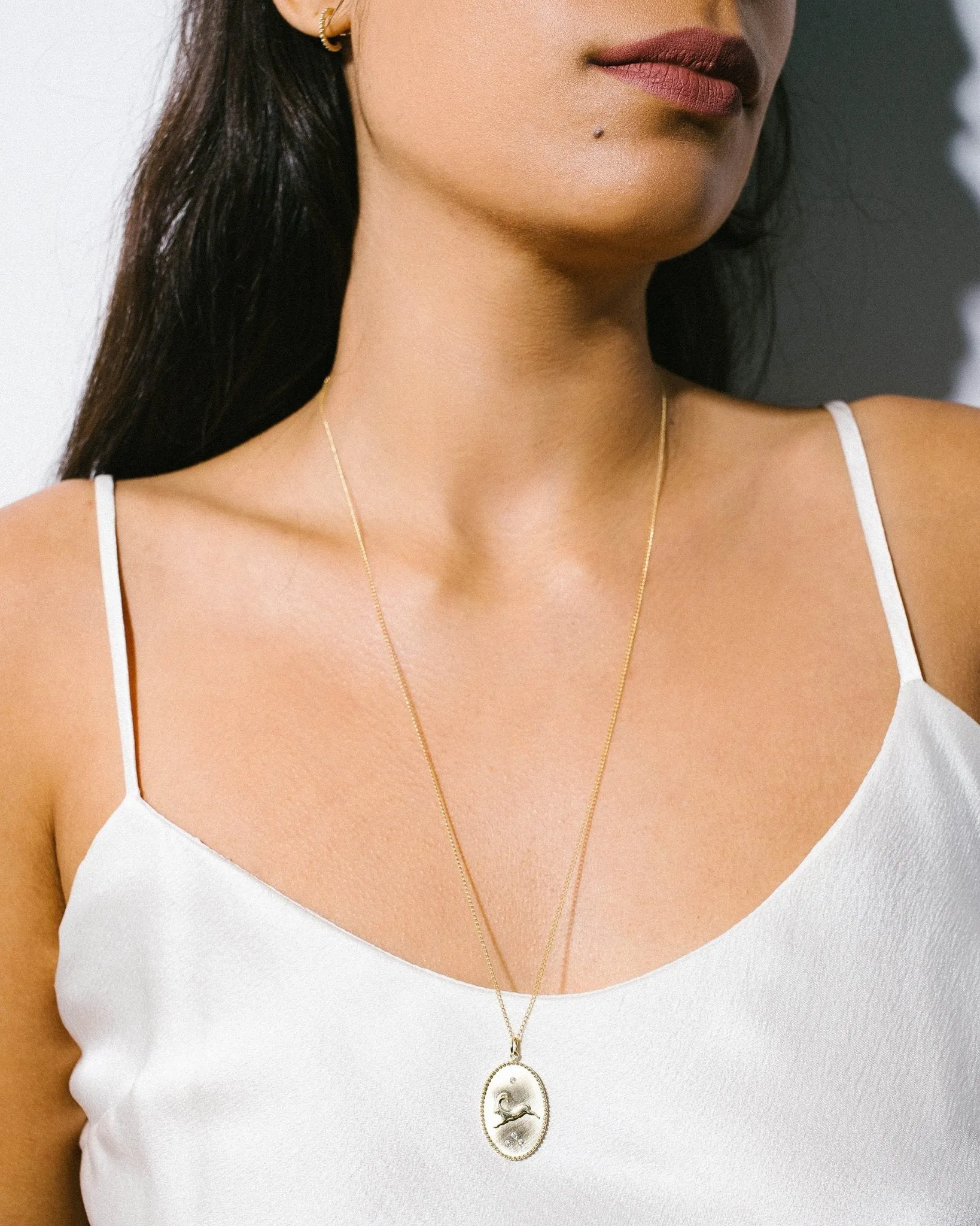 10K Gold Large "Ibex" Necklace with Diamond Detail