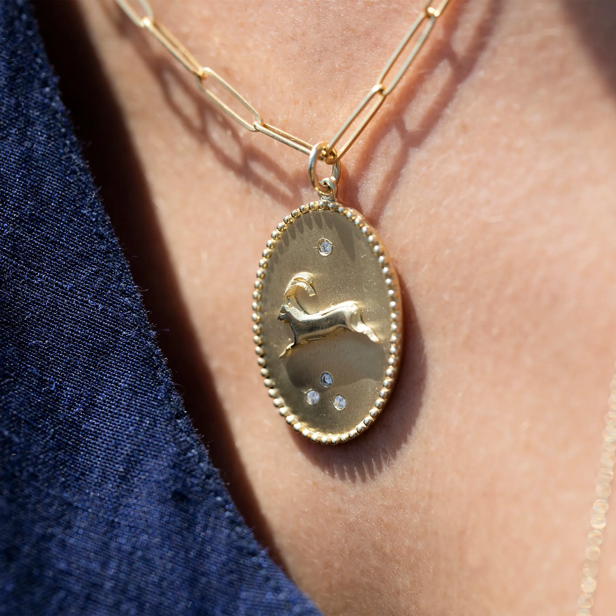 10K Gold Large "Ibex" Necklace with Diamond Detail