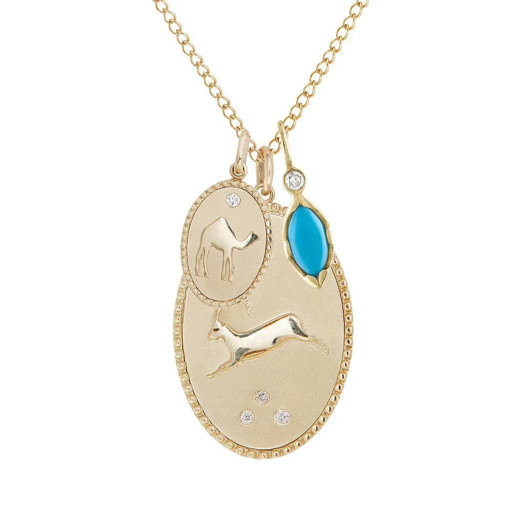 10K Gold Large "Ibex" Necklace with Diamond Detail