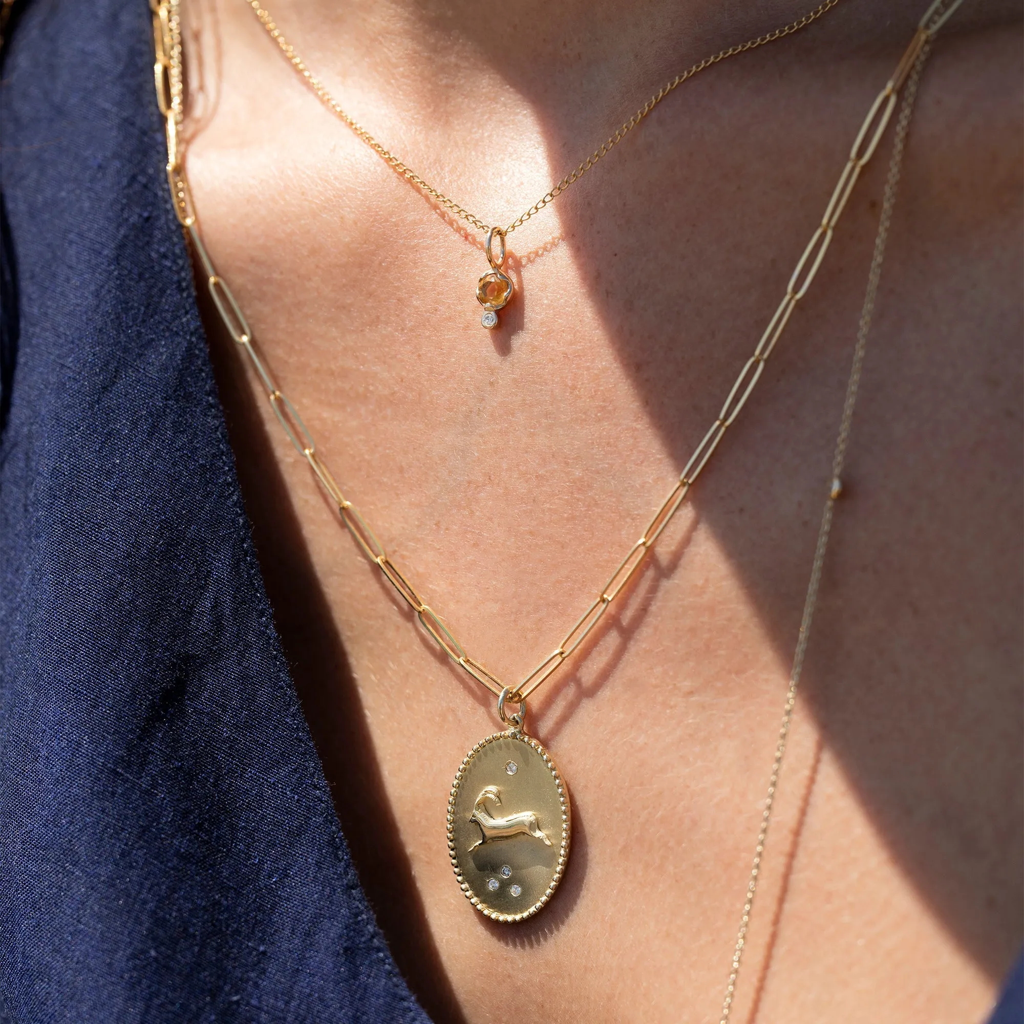 10K Gold Large "Ibex" Necklace with Diamond Detail