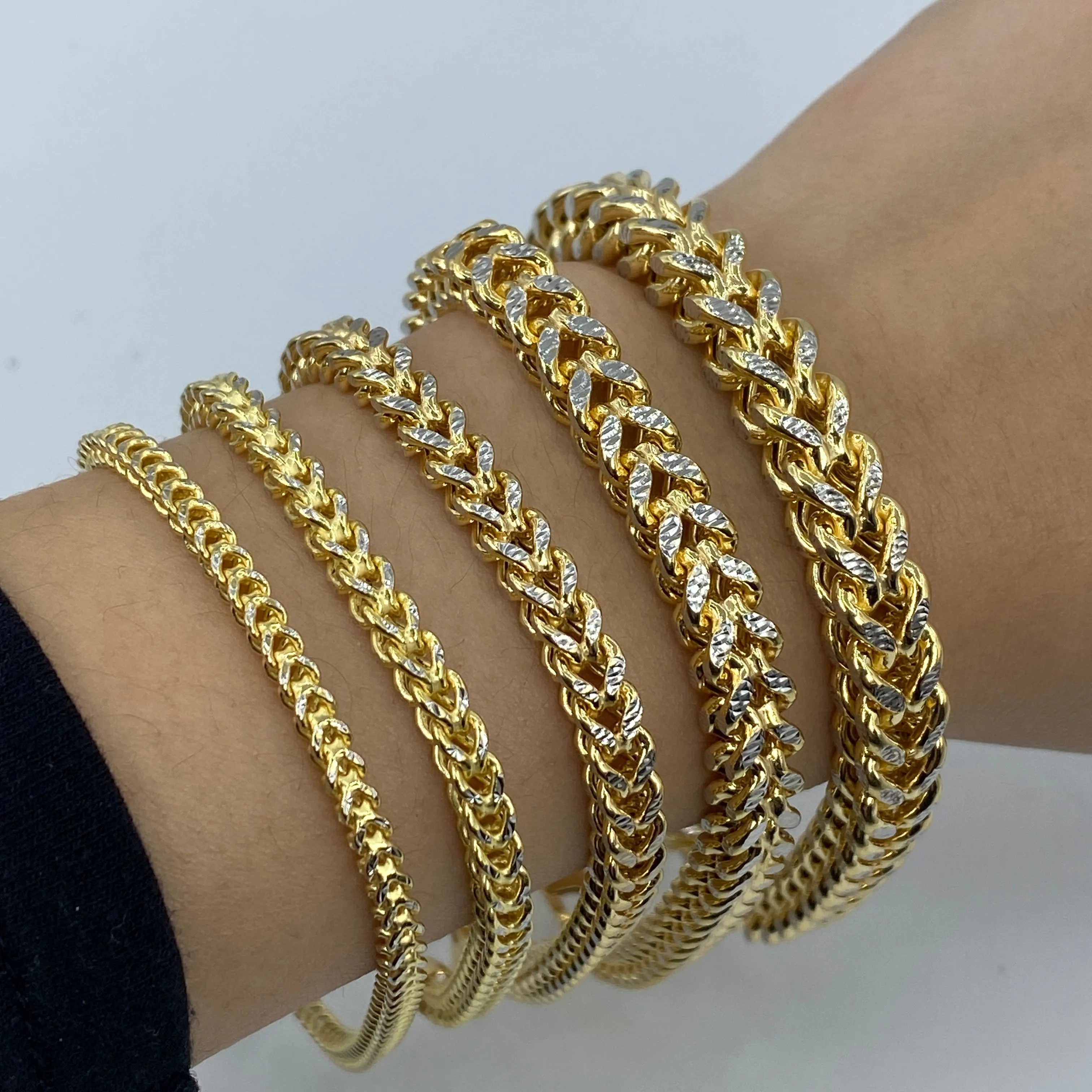 10K Two-Tone Box Chain Bracelet