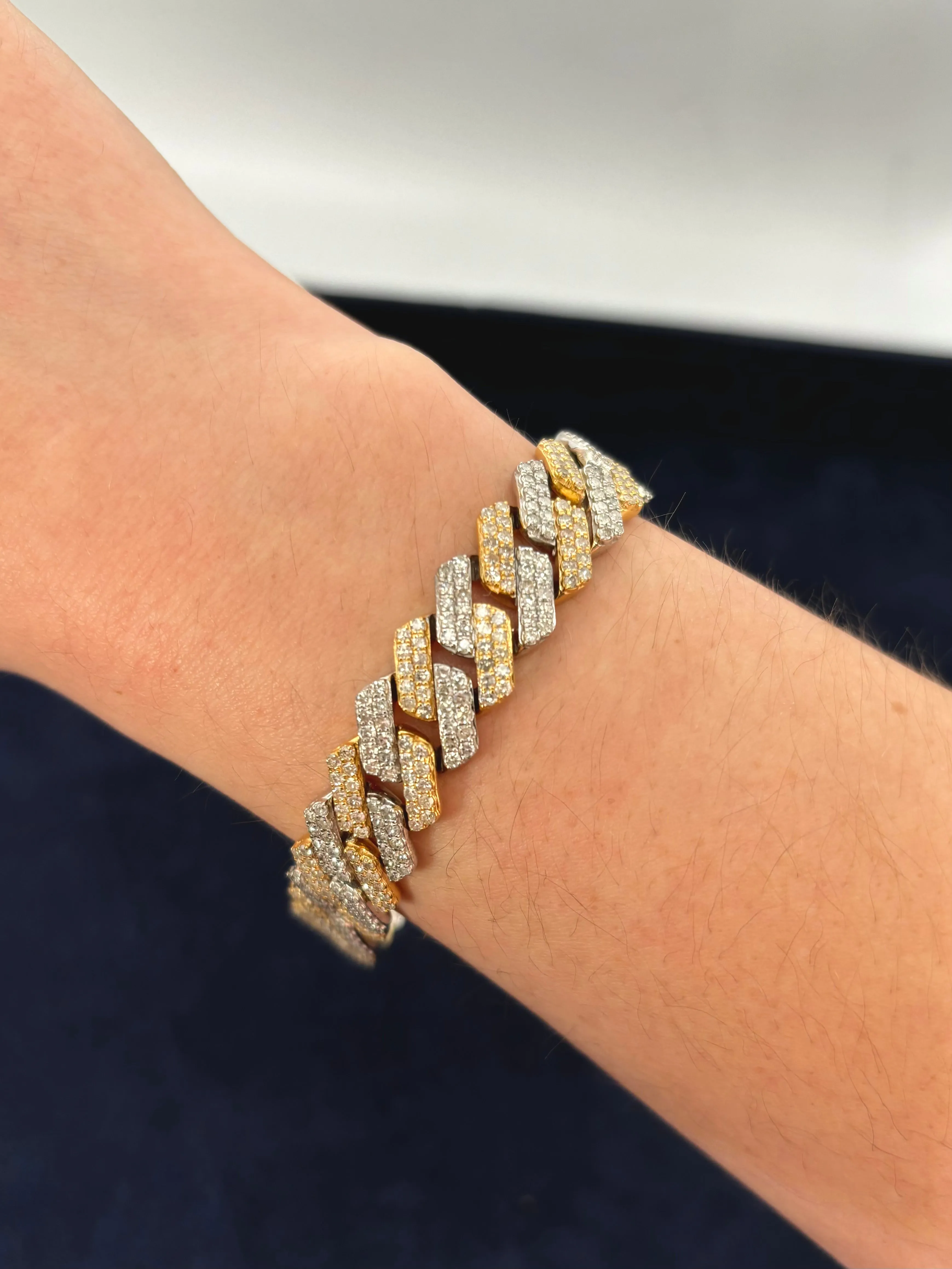 10K Two-Tone Cuban Link Diamond Bracelet