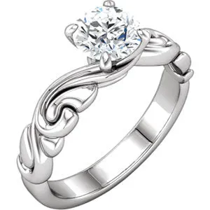 10K White 1 CT Diamond Engagement Ring
