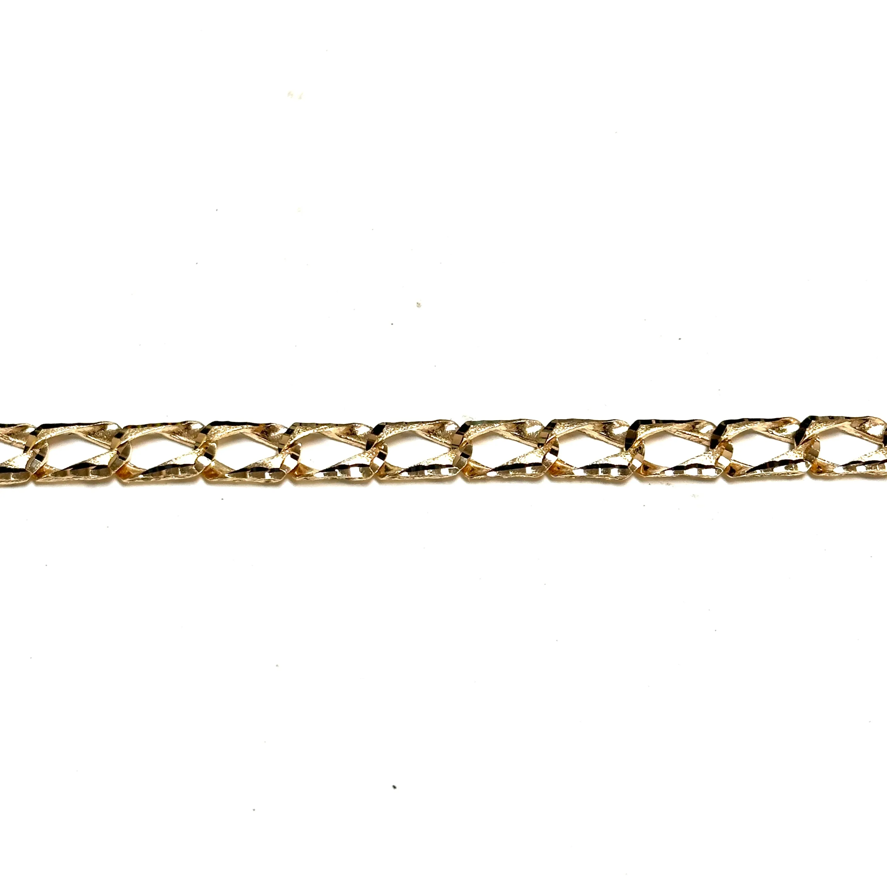 10K Yellow Gold (8mm) Diamond Cut Handmade Curb Bracelet 8.5"