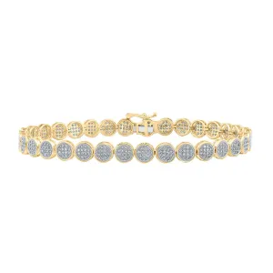 10kt Yellow Gold Mens Round Diamond Circle Button Link Bracelet 1 Cttw