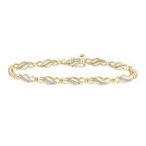 10kt Yellow Gold Womens Round Diamond Fashion Link Bracelet 1/3 Cttw