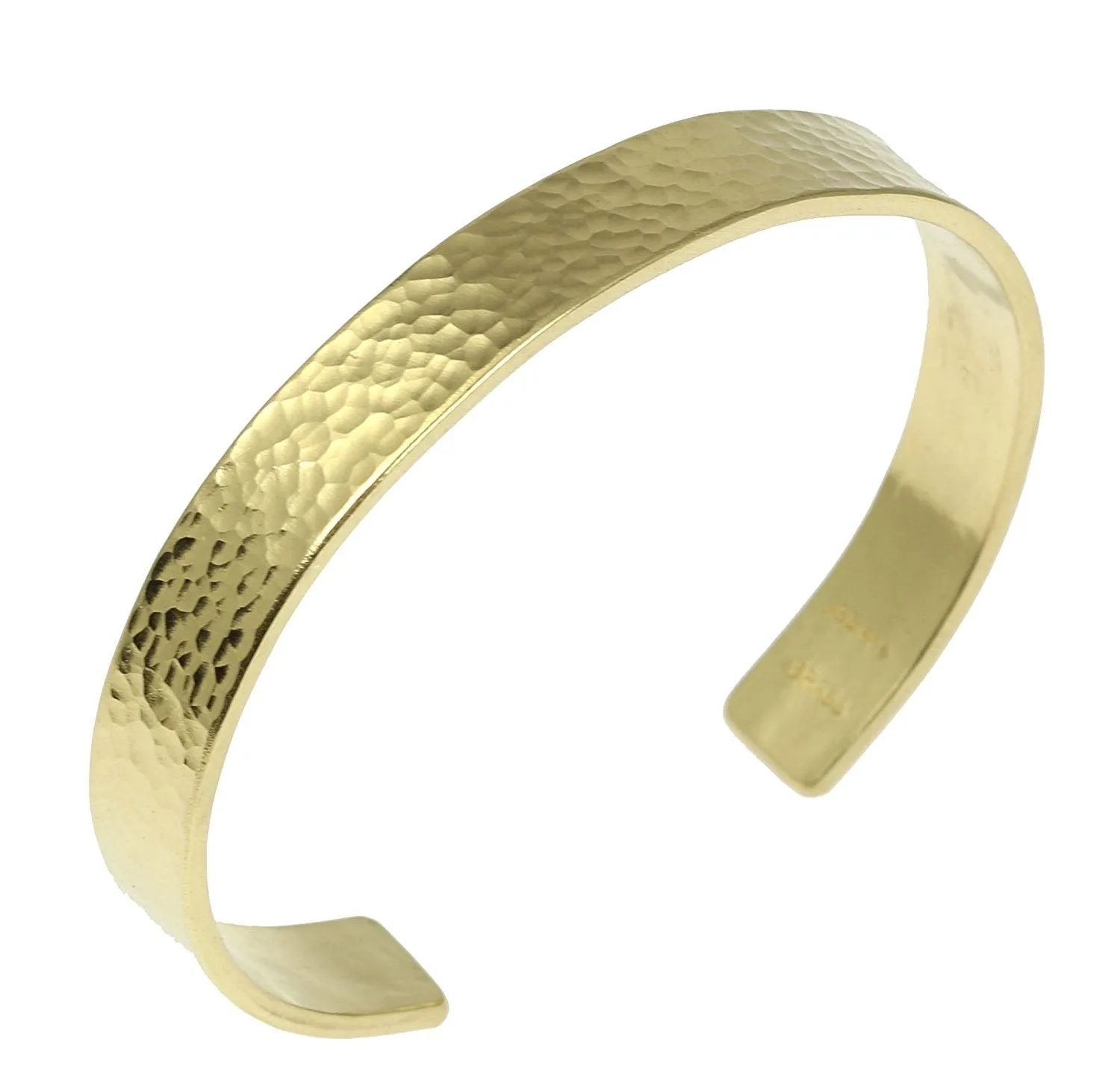 10mm Wide Hammered Nu Gold Tone Brass Cuff Bracelet