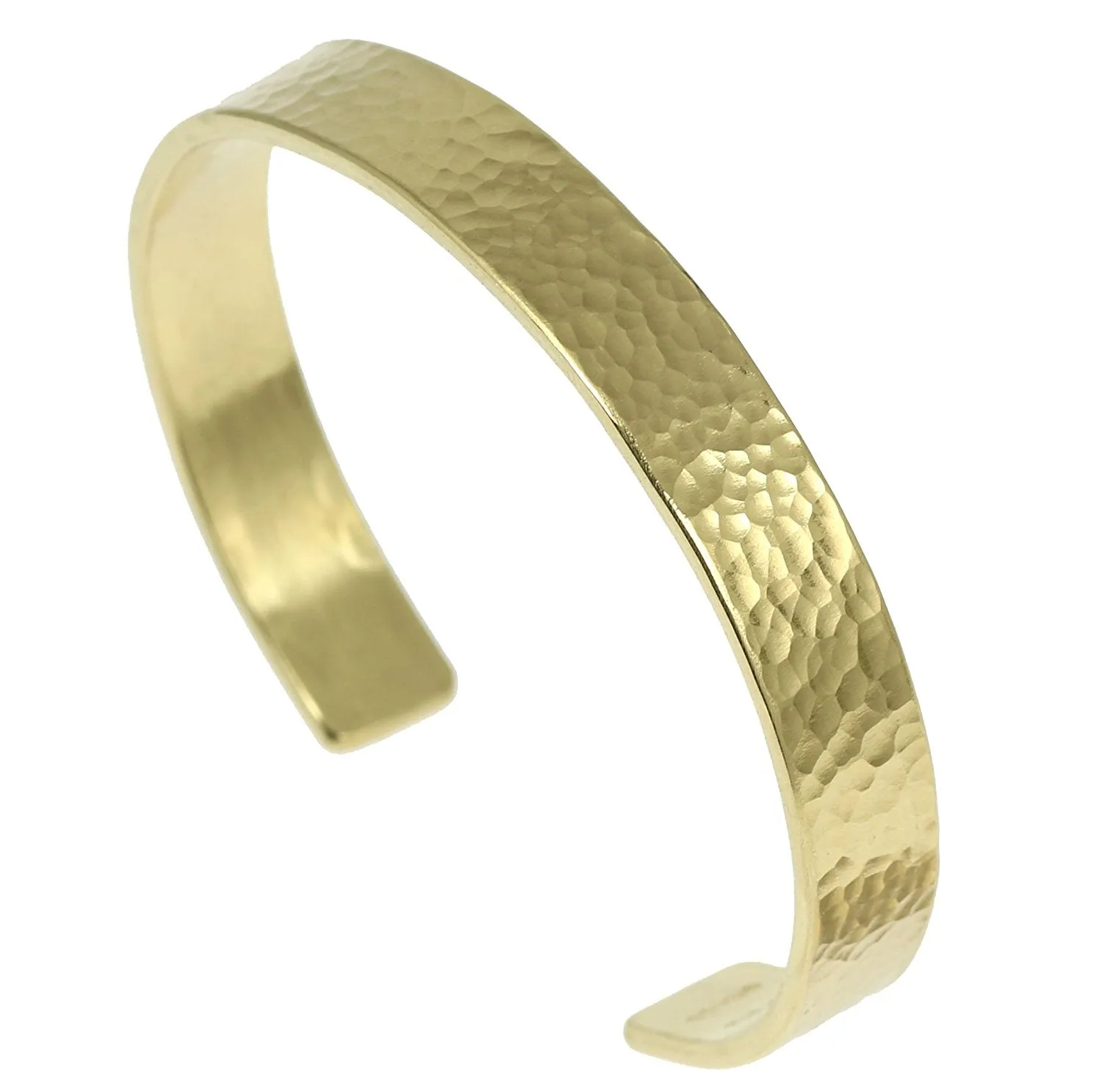 10mm Wide Hammered Nu Gold Tone Brass Cuff Bracelet
