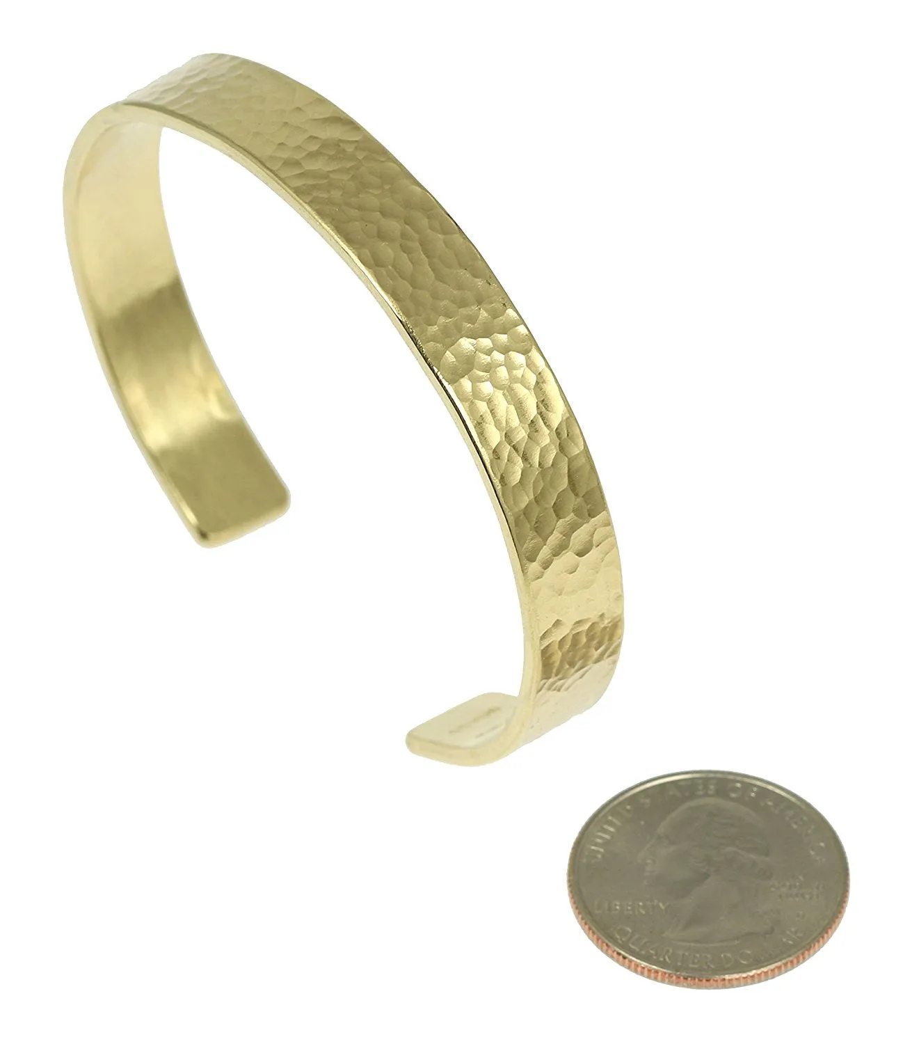 10mm Wide Hammered Nu Gold Tone Brass Cuff Bracelet