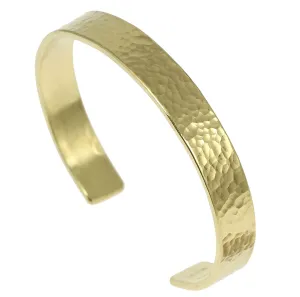 10mm Wide Hammered Nu Gold Tone Brass Cuff Bracelet