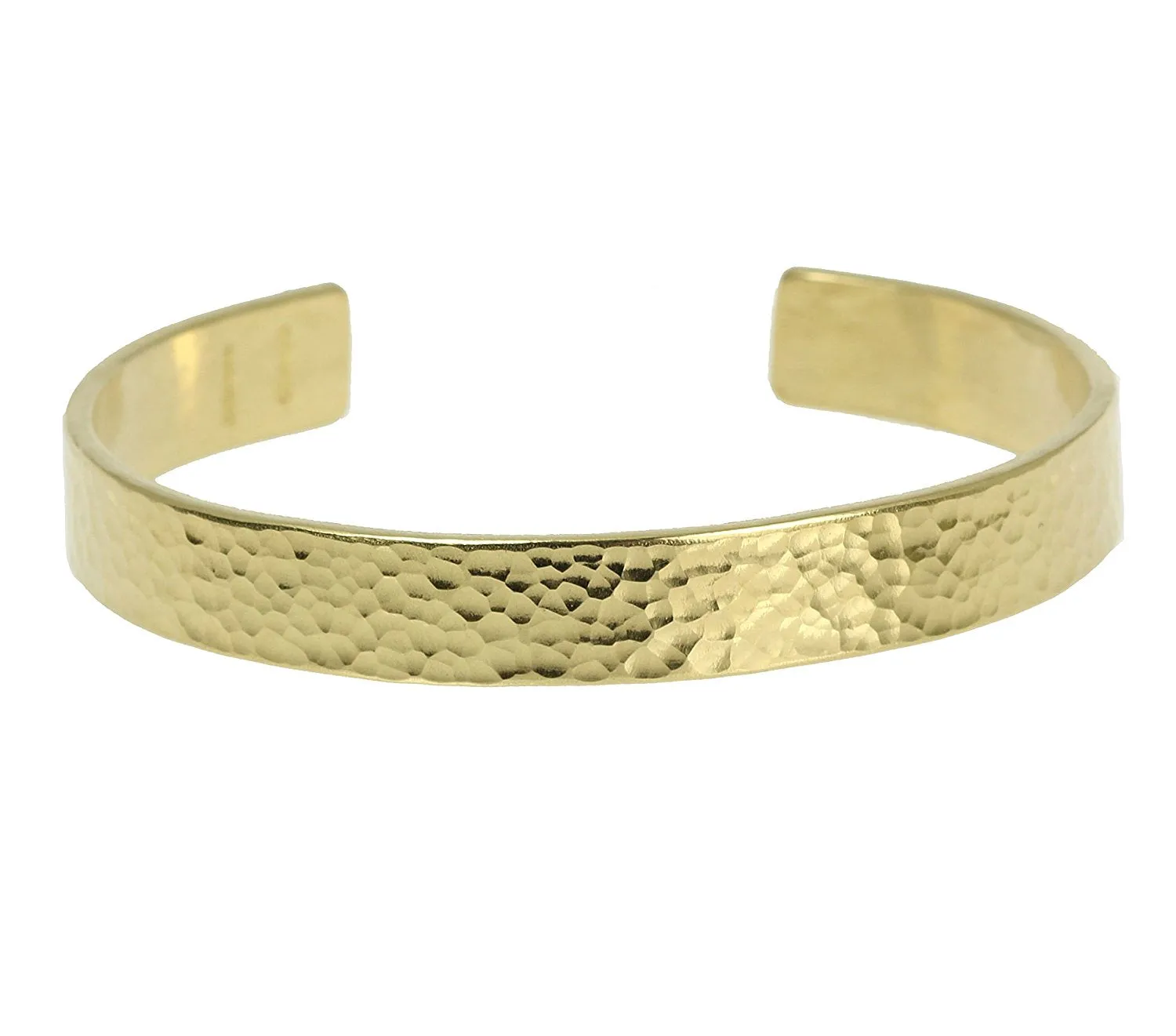 10mm Wide Hammered Nu Gold Tone Brass Cuff Bracelet