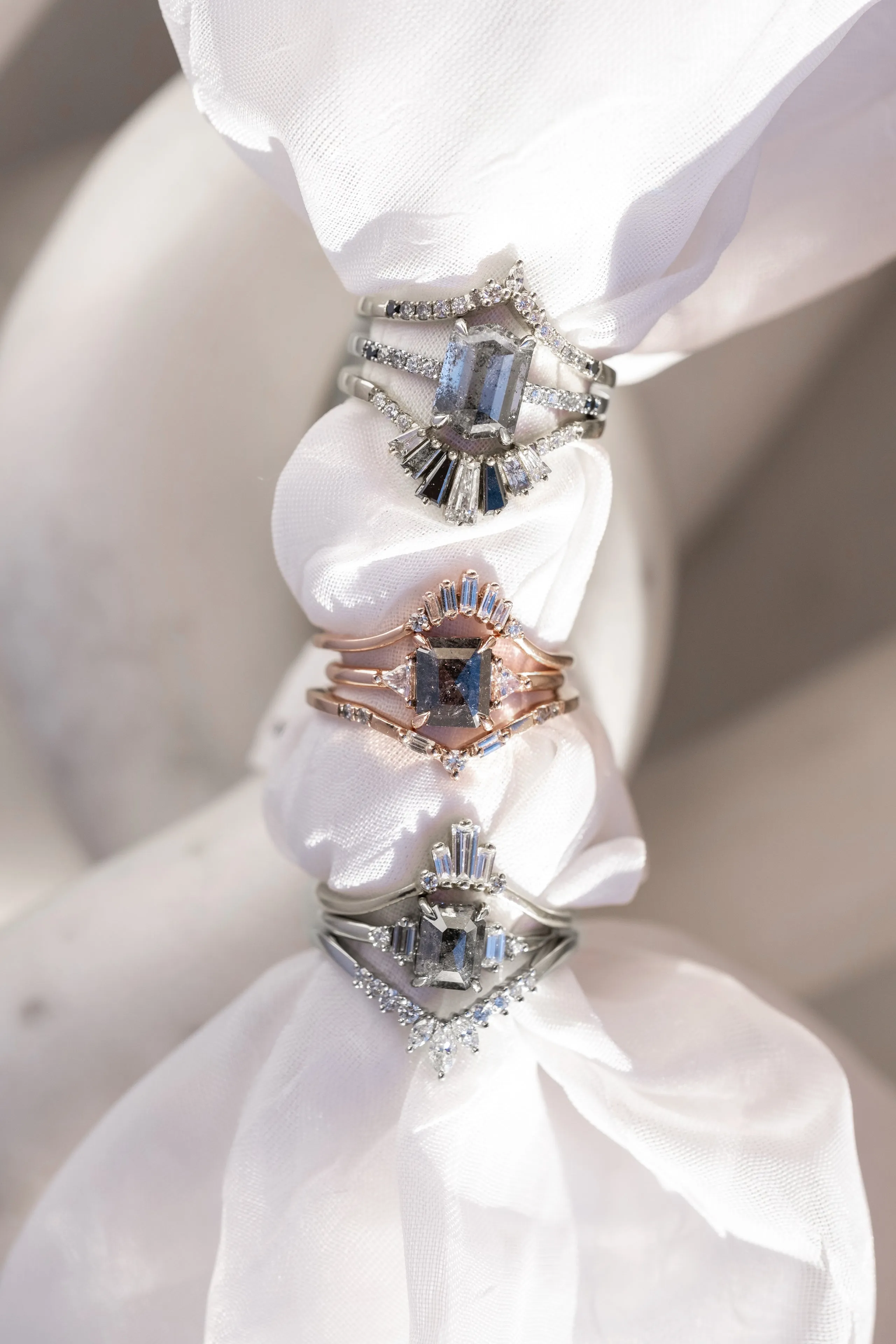 1.10 Carat Black Speckled Asscher Diamond Engagement Ring, Zoe Setting, 14k Rose Gold