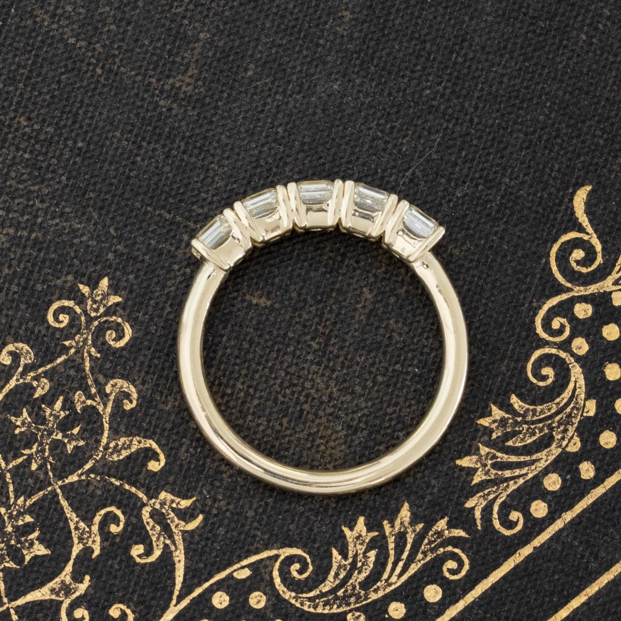 1.24ctw Fancy Yellow Asscher Cut Diamond 5-Stone Band