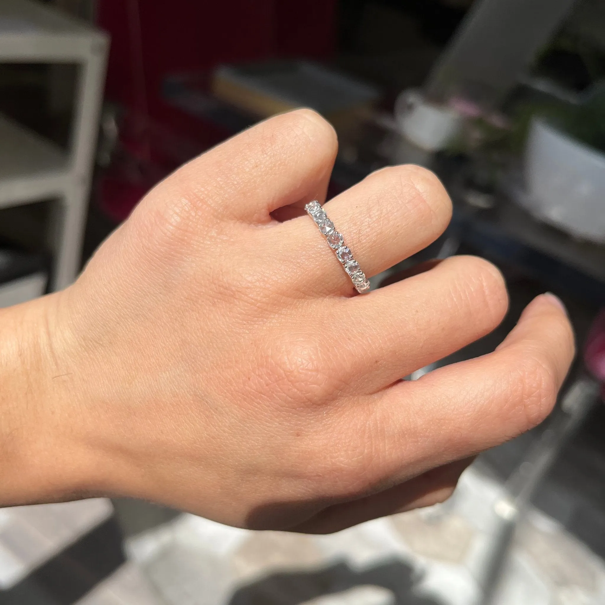 1.36ctw Round Rose Cut Diamond Eternity Band