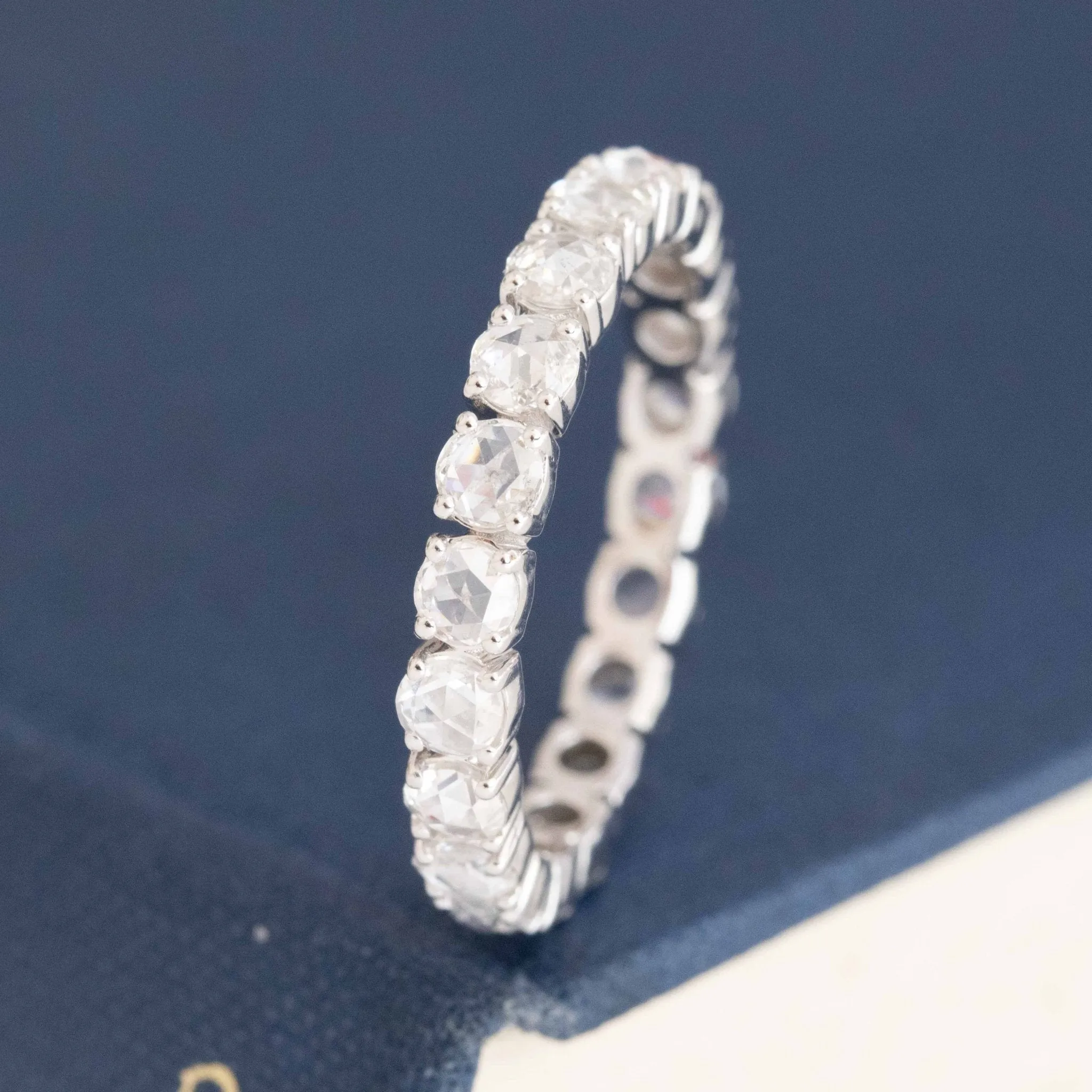 1.36ctw Round Rose Cut Diamond Eternity Band