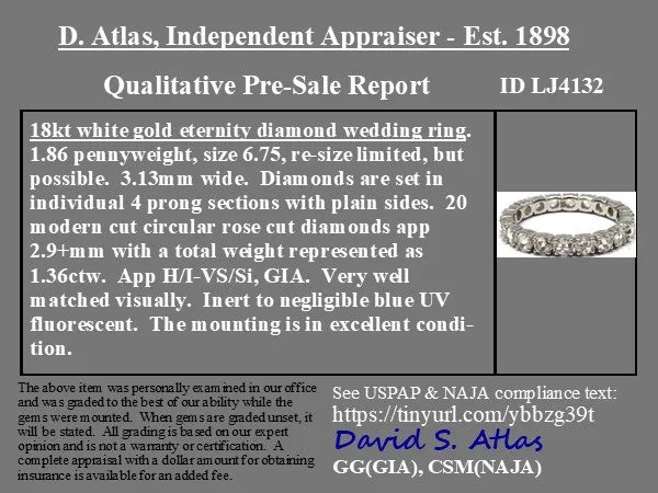 1.36ctw Round Rose Cut Diamond Eternity Band