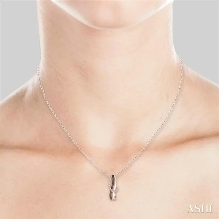 1/4 ctw Curvy Entwined White & Brown Round Cut Diamond Pendant With Link Chain in 10K Rose Gold