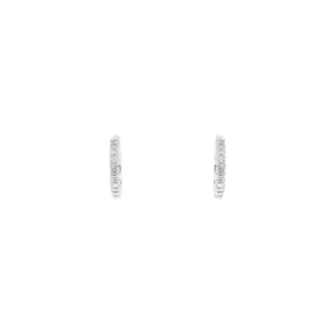 14 Karat White Gold Hoop Earrings With Diamonds