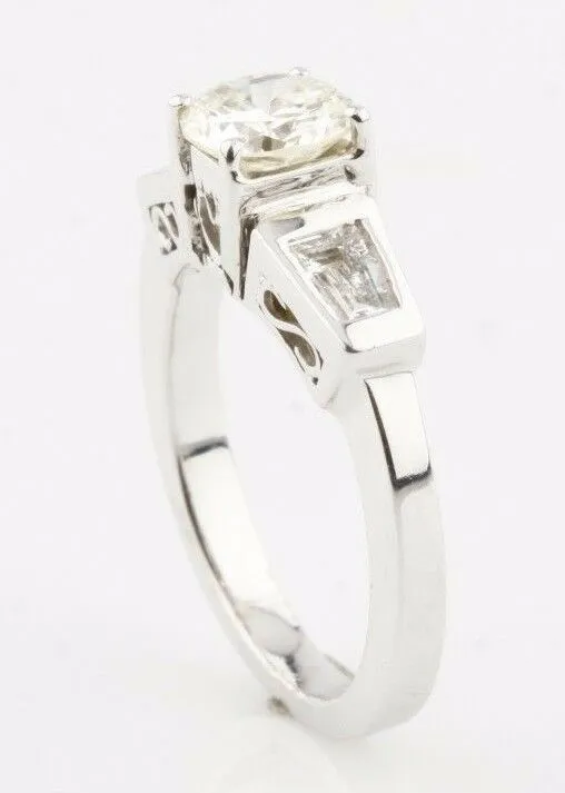 1.41 Carat Light Fancy Yellow Diamond 14k White Gold Engagement Ring Size 6.25