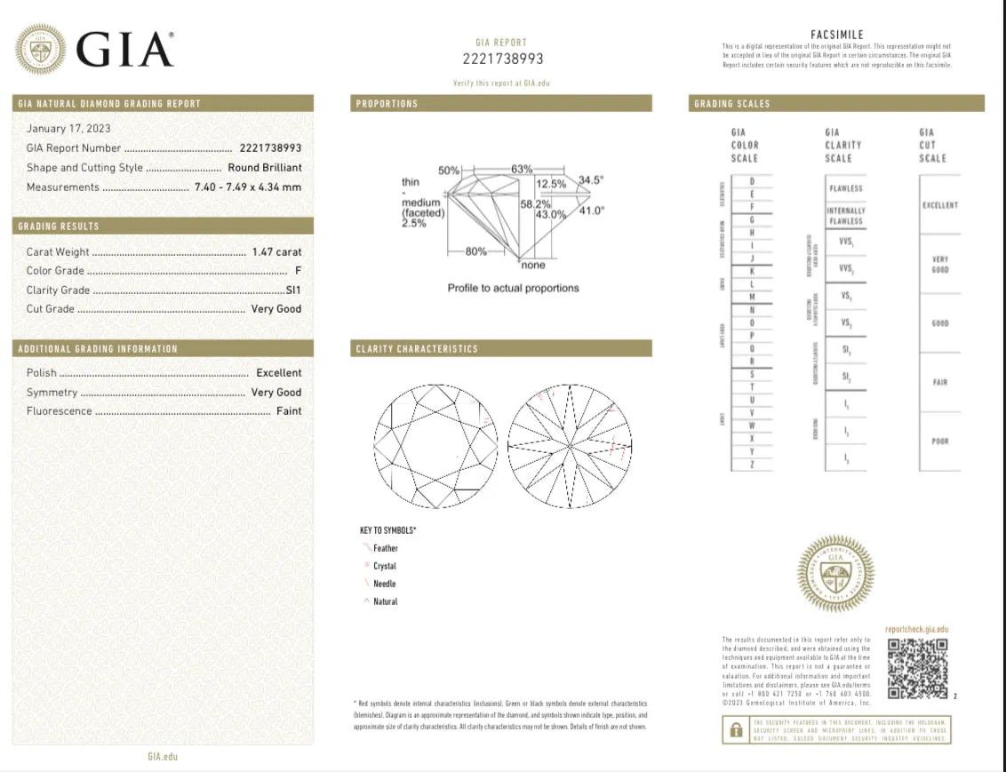 1.47 Carat Round Brilliant Diamond Three Stone Halo Engagement Ring in Platinum GIA Certified