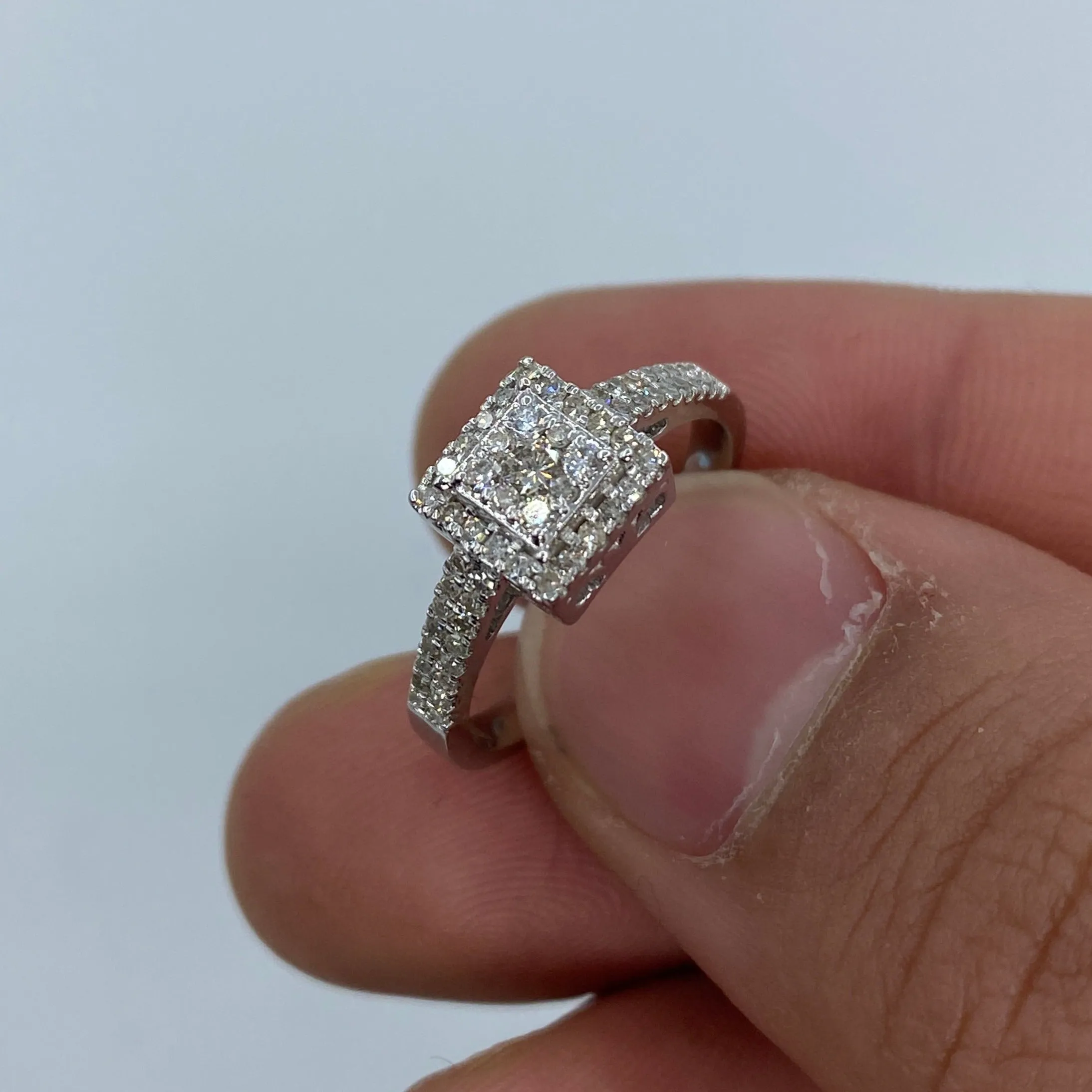 14K 3D Square Diamond Engagement Ring