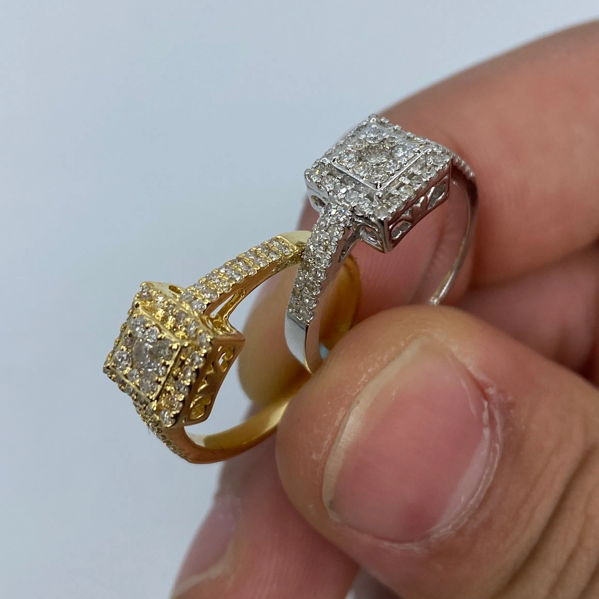 14K 3D Square Diamond Engagement Ring
