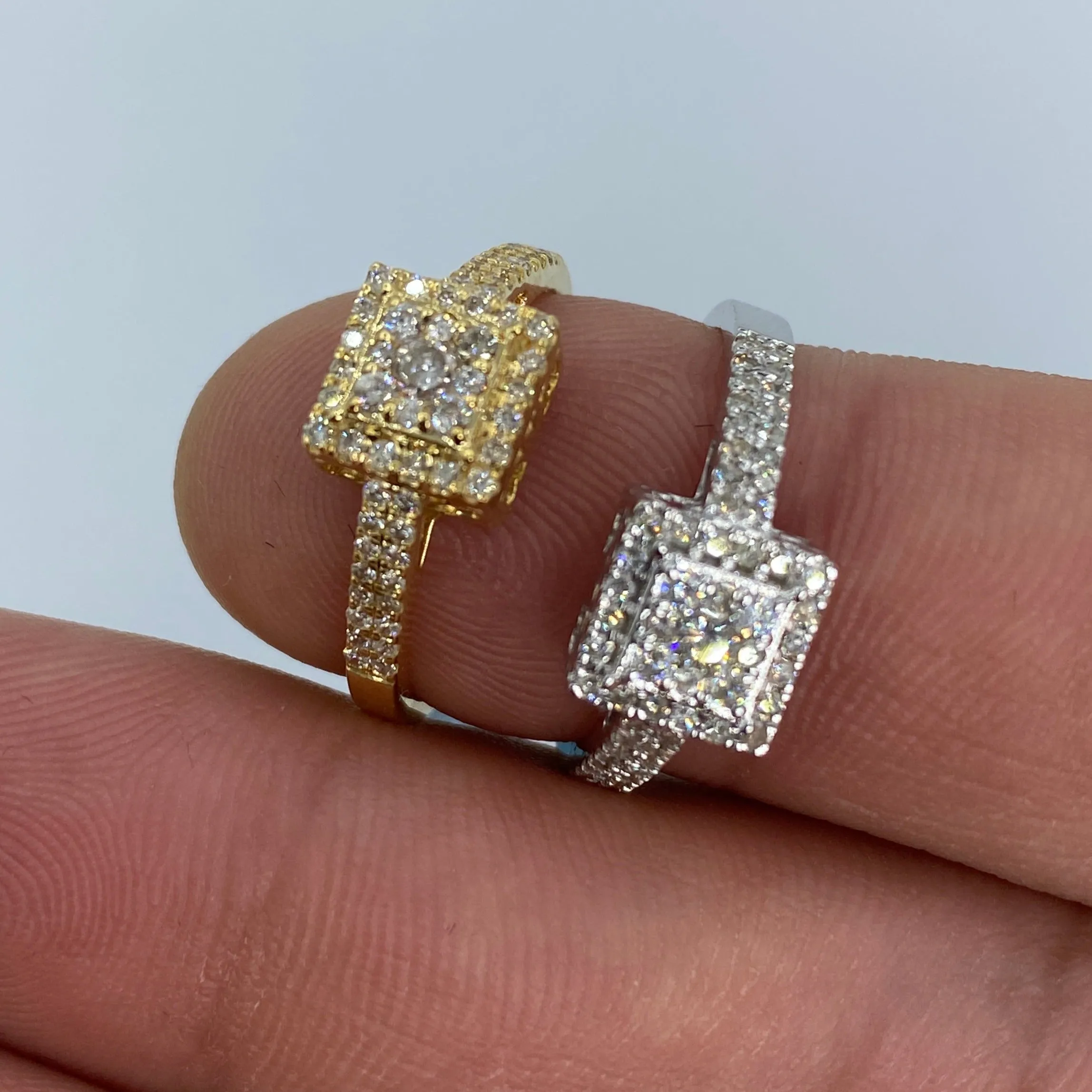 14K 3D Square Diamond Engagement Ring